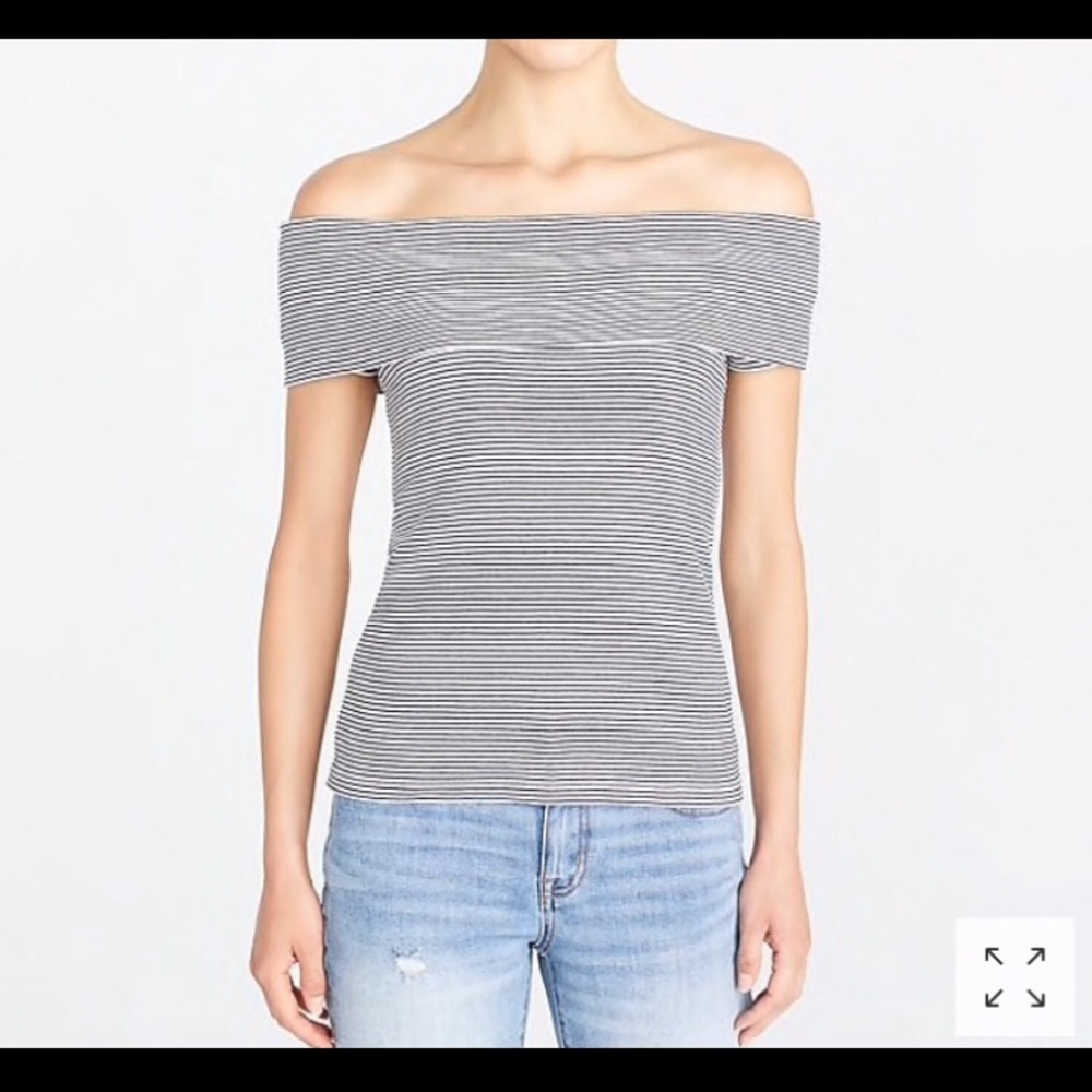 J. Crew Factory Striped off-the shoulder T-Shirt